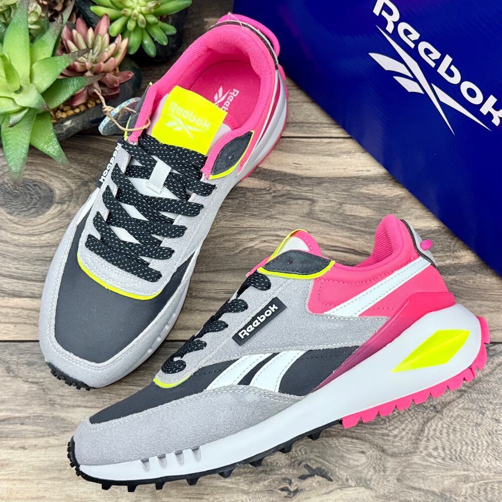 NIB Reebok Forte Racer 7.5M 38 Lifestyle Sneaker Shoes Pink Gray Yellow